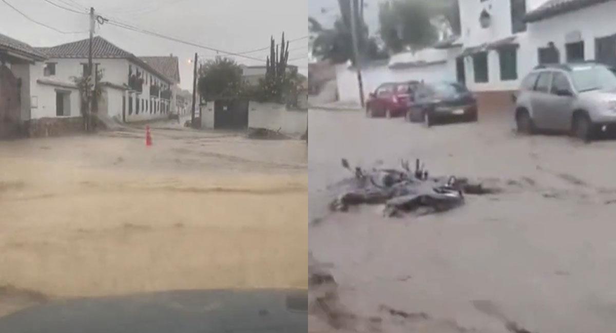 Villa de Leyva sufre de inundaciones por cuenta de la fuerte temporada invernal. Foto: Twitter @miboyaca_co