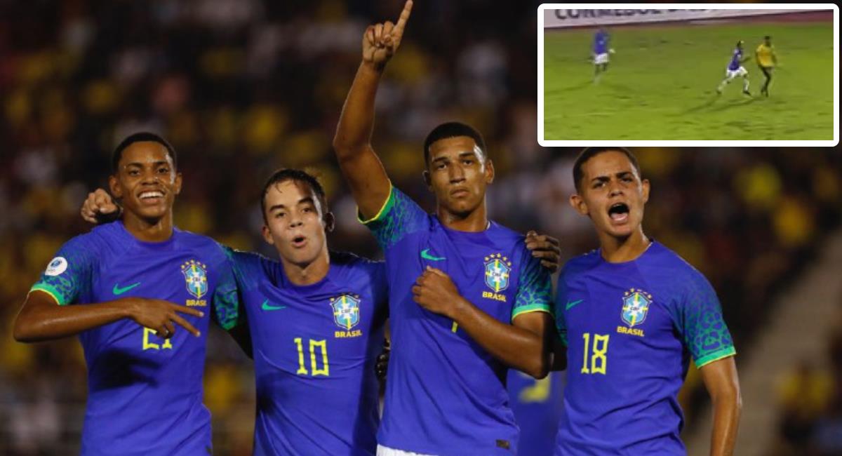 Brasil abrió el marcador contra Ecuador, tras este error ecuatoriano. Foto: Twitter @CONMEBOL