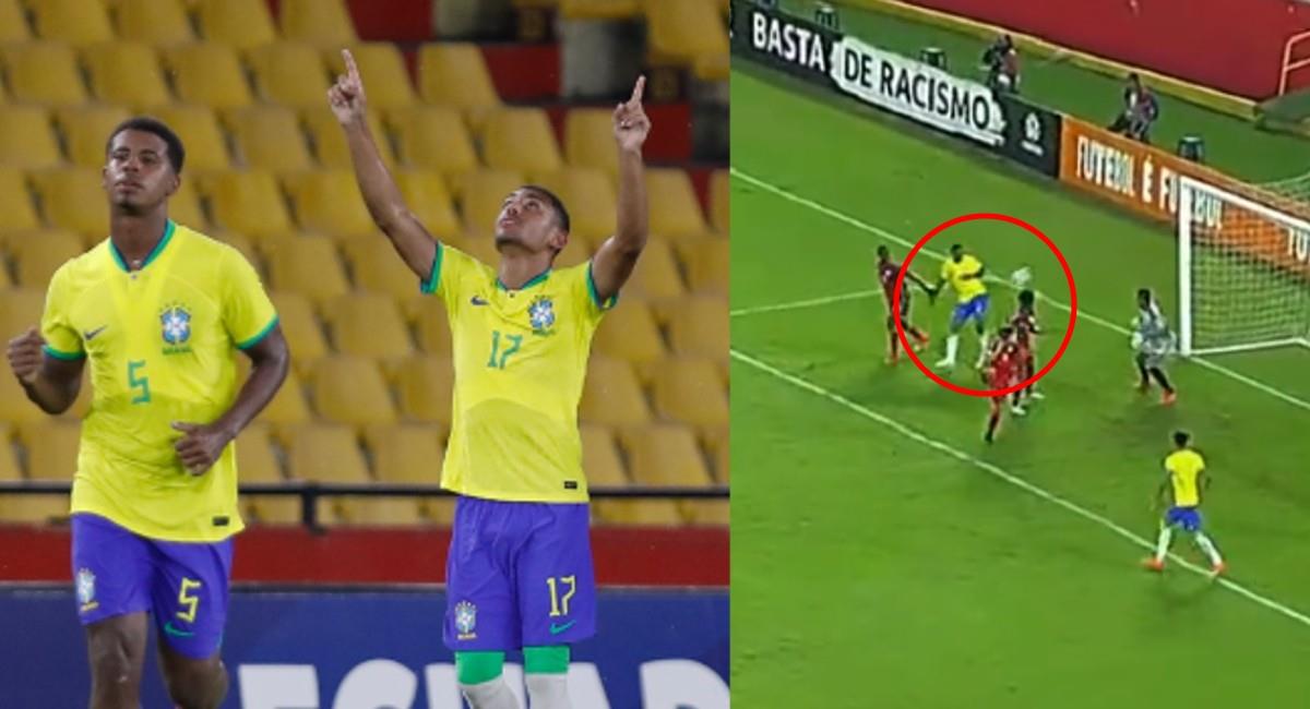 Rayan anotó con la cadera el 3 a 1 definitivo. Foto: Captura @DSports. Foto: Twitter @CONMEBOL