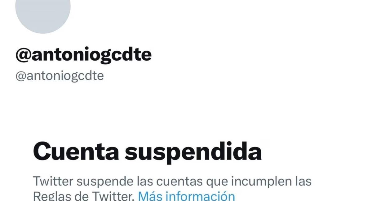 Twitter suspende la cuenta de Antonio García, comandante del ELN. Foto: Captura de pantalla Twitter