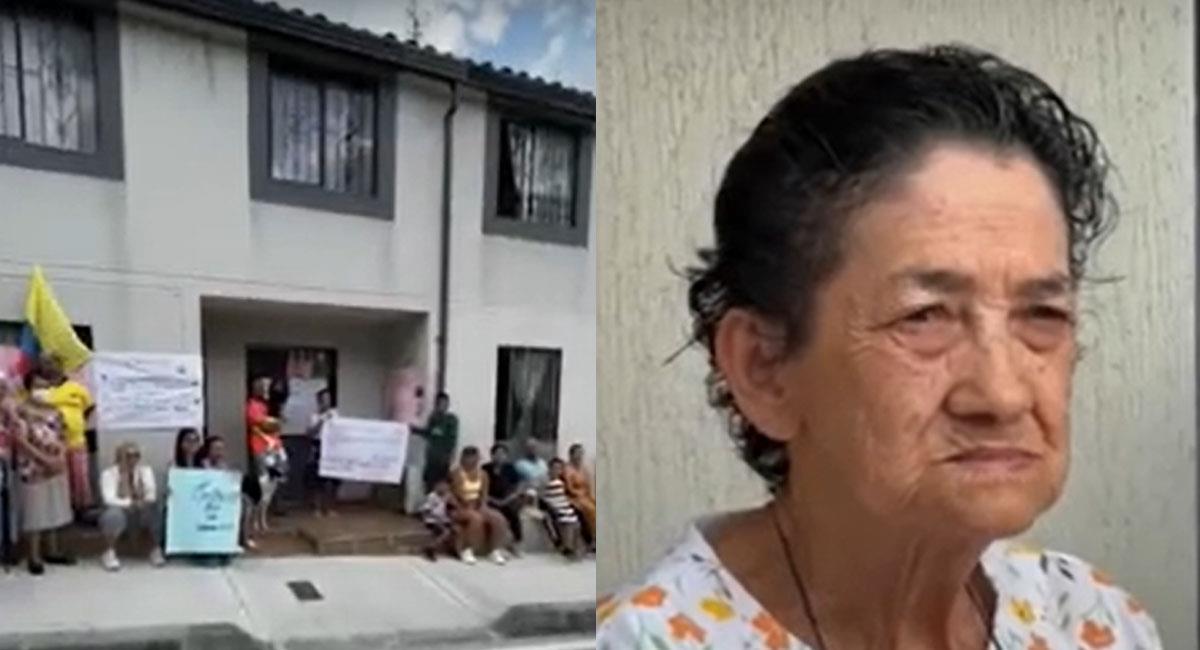 Doña Nelly Marín fue sacada de su casa por su yerno y los vecinos protestan por la situación. Foto: Youtube