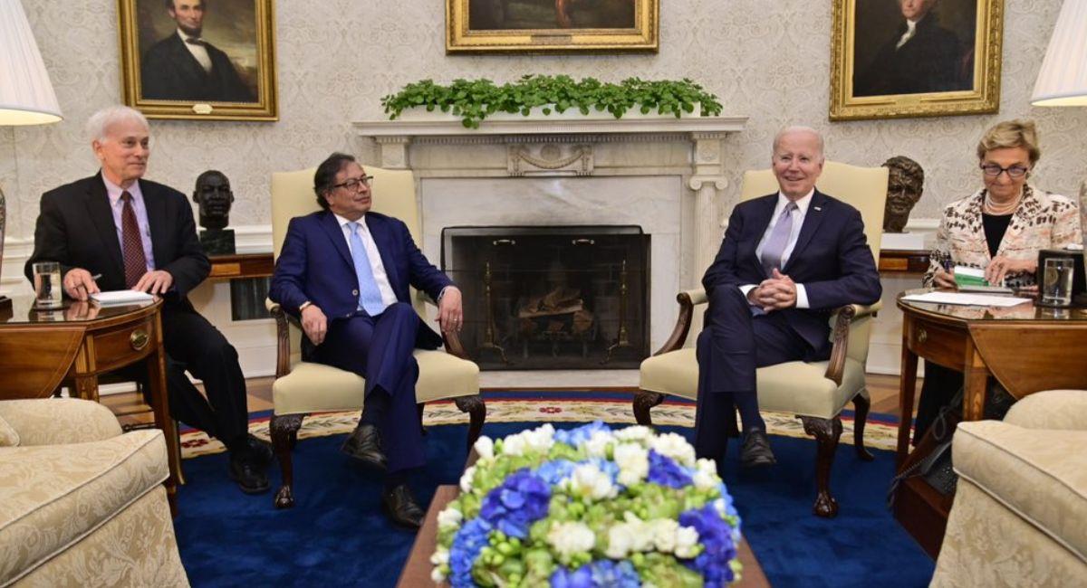 Presidente Petro inició reunión con el Mandatario de EE.UU., Joe Biden, en la Casa Blanca. Foto: Twitter Presidencia de la República