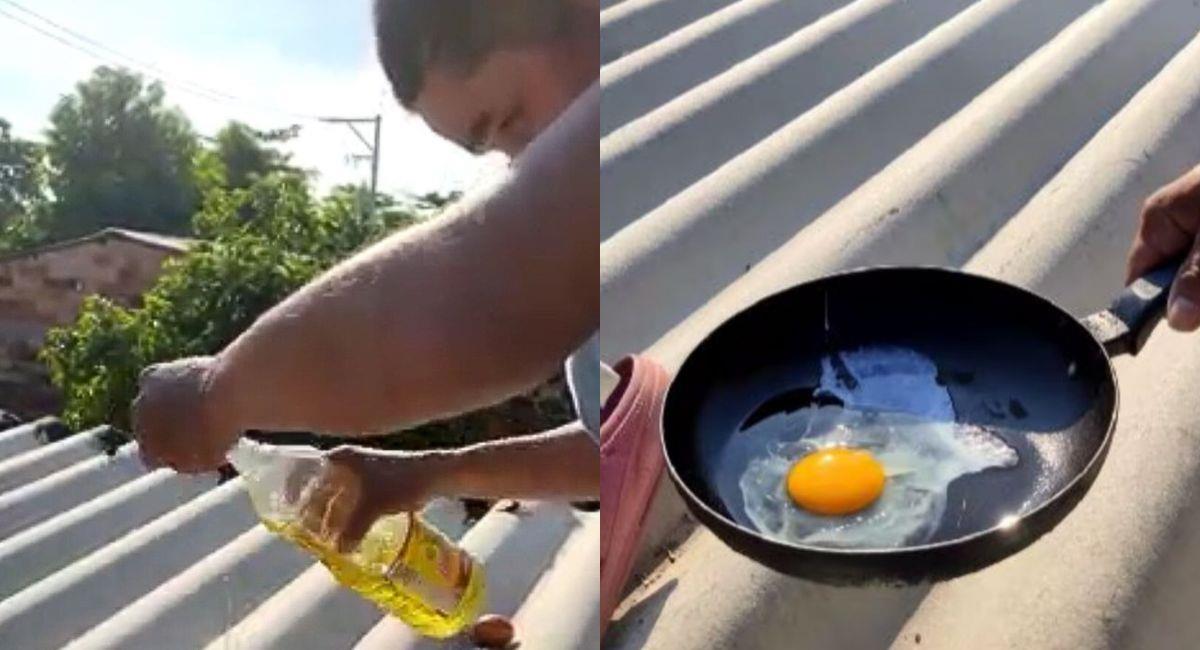 Ola de calor permite freír un huevo en el tejado de una vivienda. Foto: Facebook El chupotv