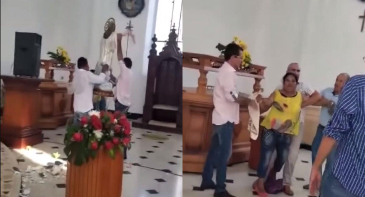 Mujer ‘poseída’ destruye imagen religiosa en iglesia de Córdoba. Foto: Captura de video