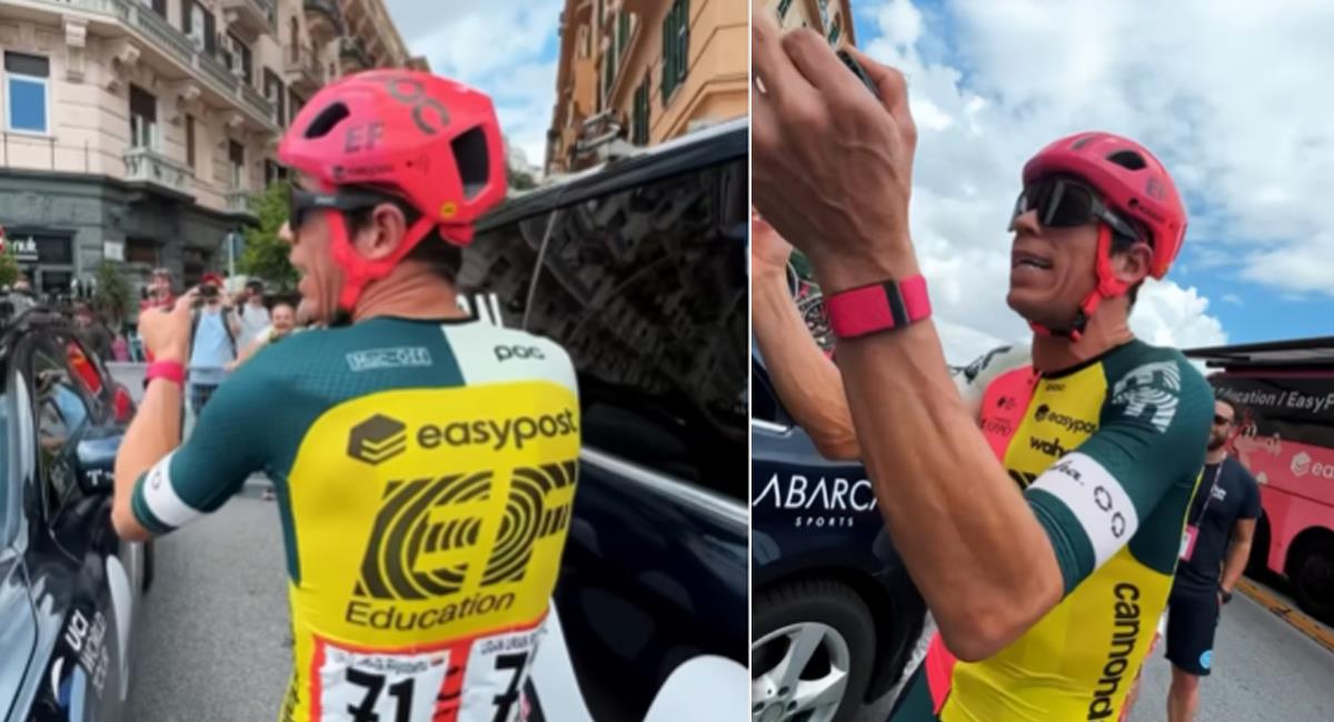 Rigoberto Urán y el momento especial con sus seguidores previo al inicio de la etapa 6 del Giro de italia. Foto: Instagram Gorigogooficial
