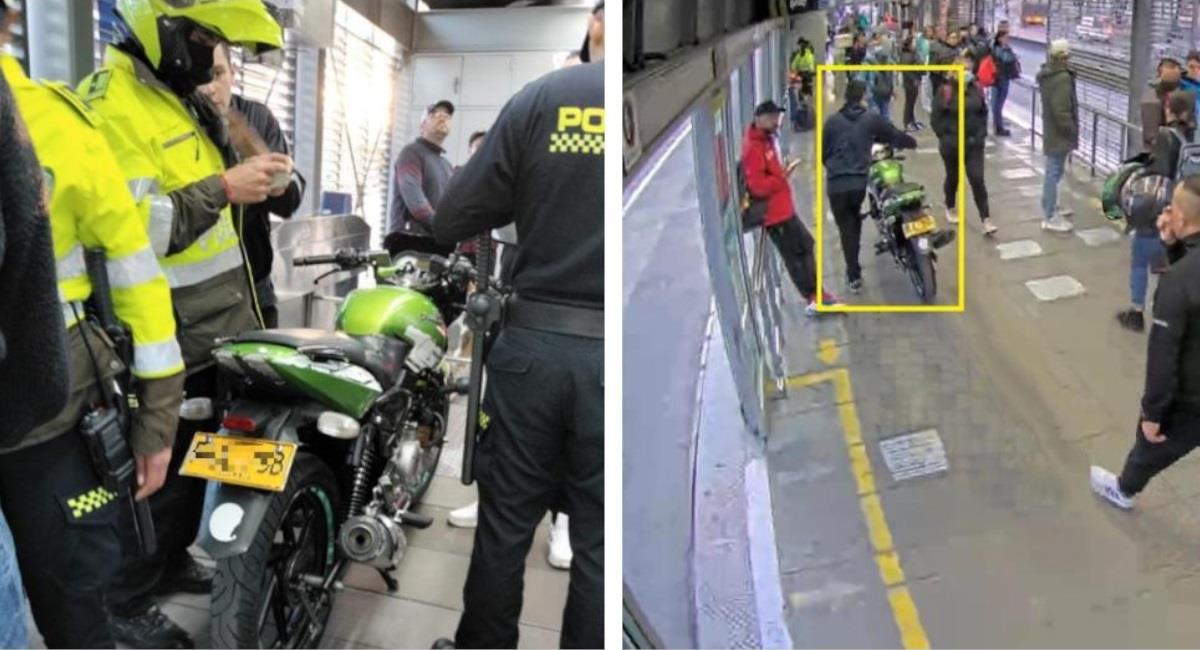 Sujeto metió moto a TransMilenio sin pagar el pasaje. Foto: Twitter @TransMilenio