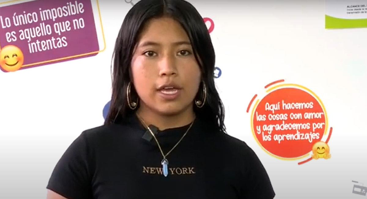 Miriam Johana Uni, joven indígena de 16 años es un orgullo para su comunidad yanacona. Foto: Youtube