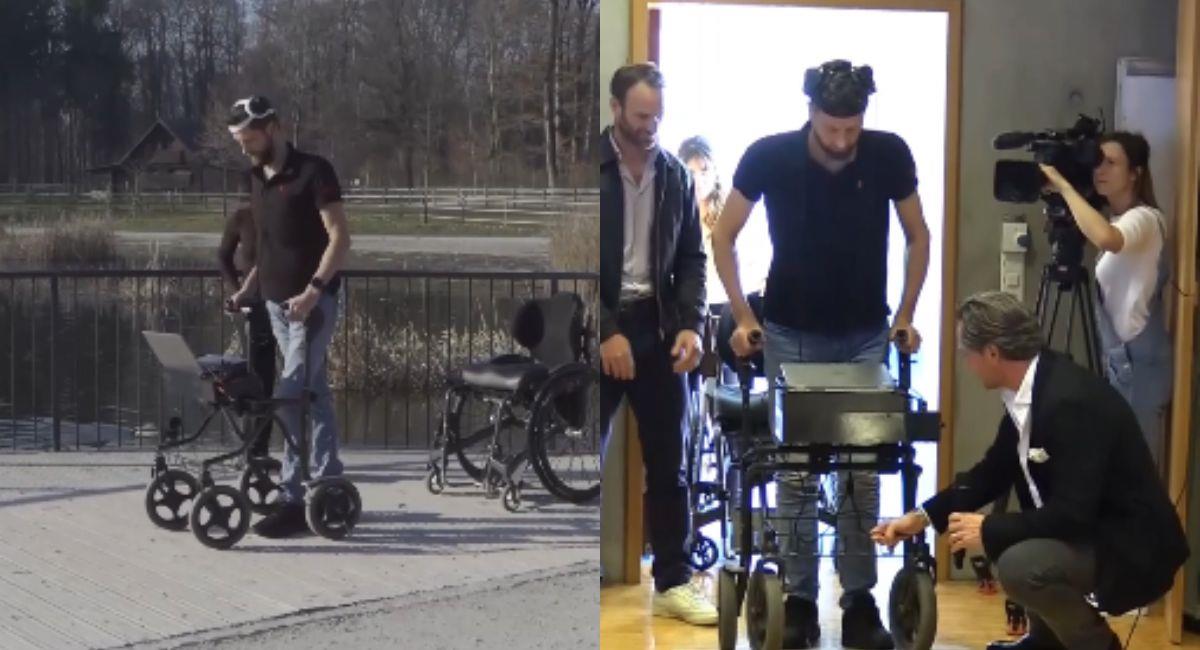 IA permitió que un hombre parapléjico volviera a caminar. Foto: EFE Captura de video