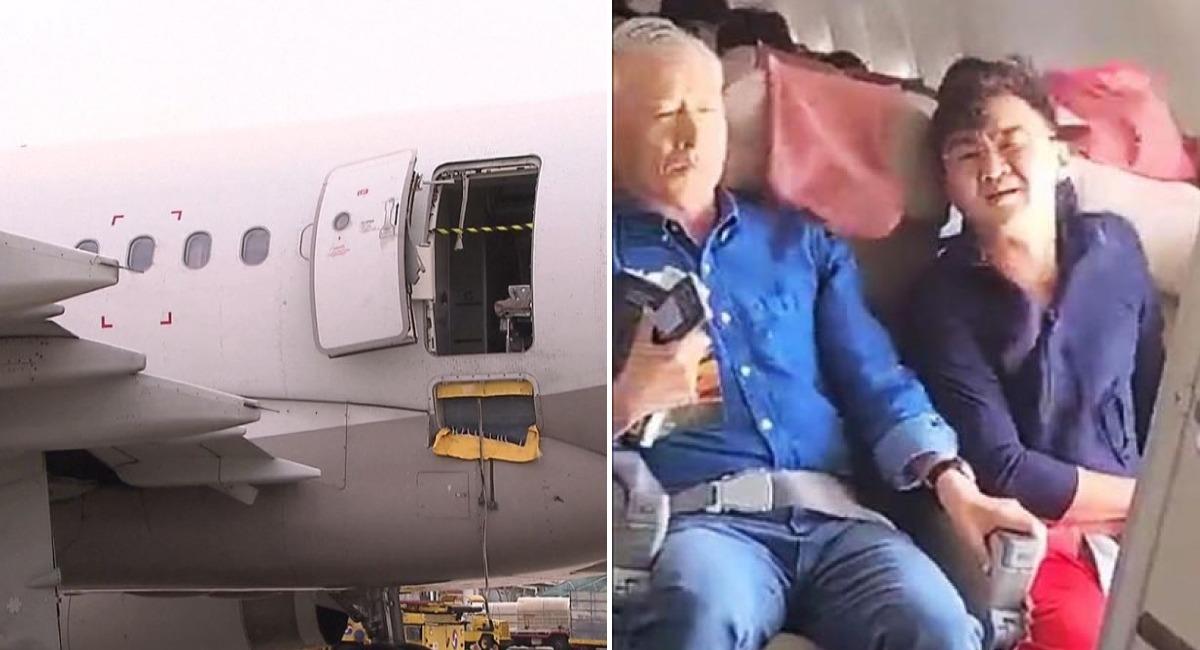 Pasajero consigue abrir la puerta de un avión. Foto: Instagram @azafatahipoxica