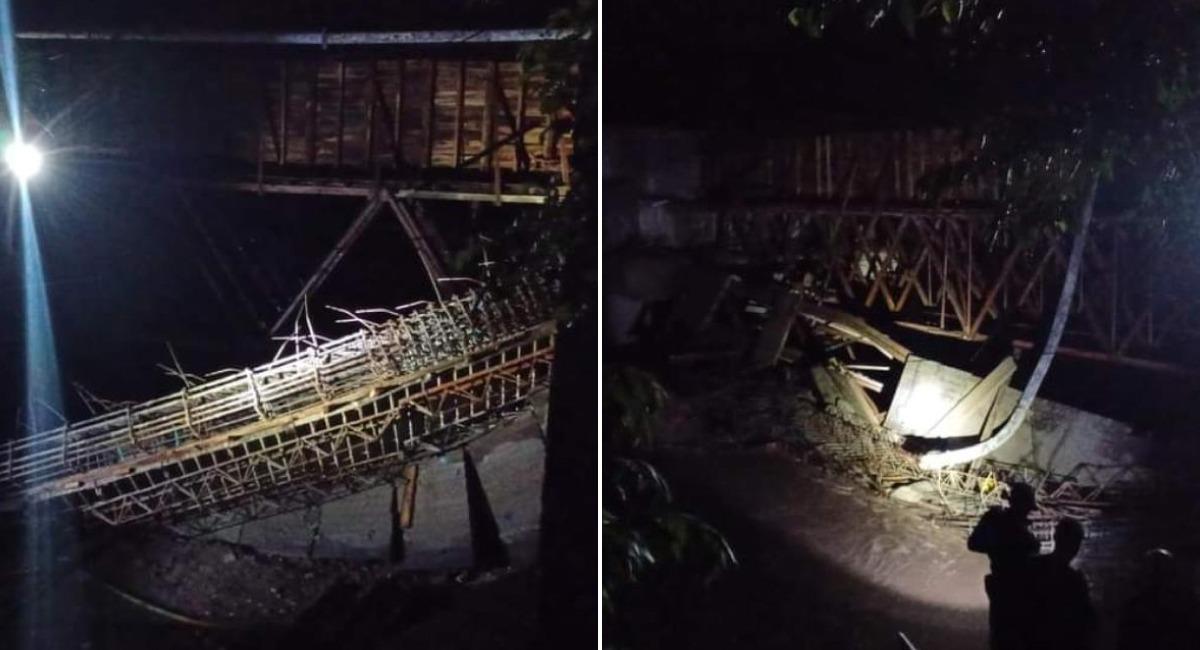 Colapso de puente en construcción en Timaná, Huila. Foto: Twitter