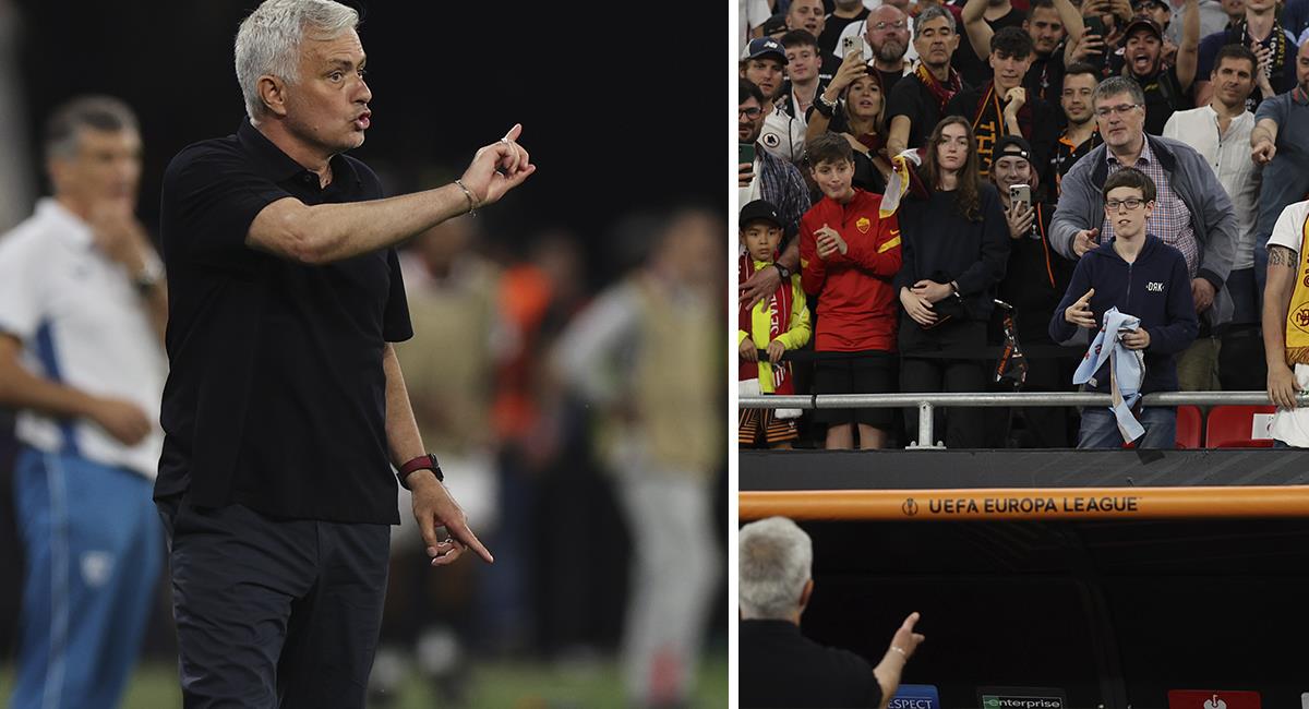 El gesto de Mourinho en la final de la Europa League. Foto: EFE