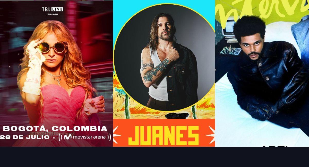 Paulina Rubio, Juanes y The Weeknd son algunos de los artistas que se presentaran este año. Foto: Instagram @paulinarubio @juanes @theweeknd