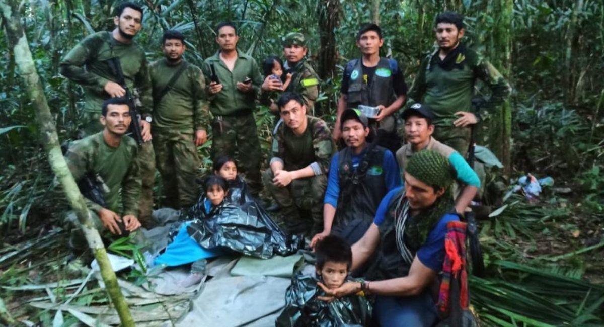 Niños rescatados de la selva son atendidos en el Hospital Militar. Foto: Twitter Fuerzas Militares