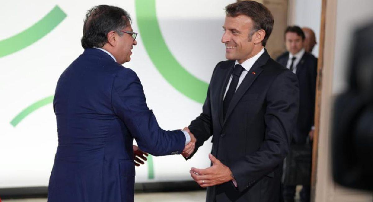 Gustavo Petro con el presidente Emmanuel Macron. Foto: RTVC noticias 