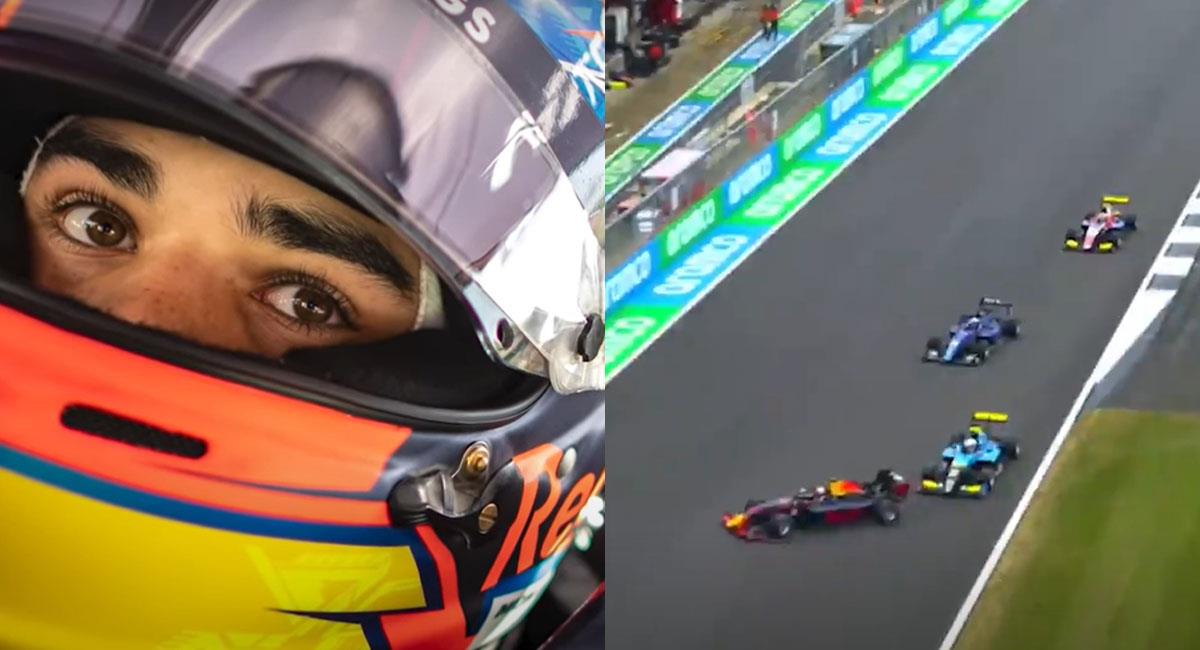 Momentos del choque que dejó a Sebastián Montoya sin su primera victoria en la Fórmula 3. Foto: Youtube