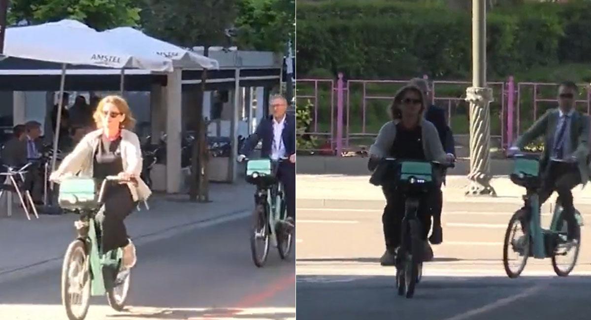 Fuertes críticas ha suscitado la llegada en bicicleta de una ministra española a cumbre ambiental. Foto: Twitter @williecolon