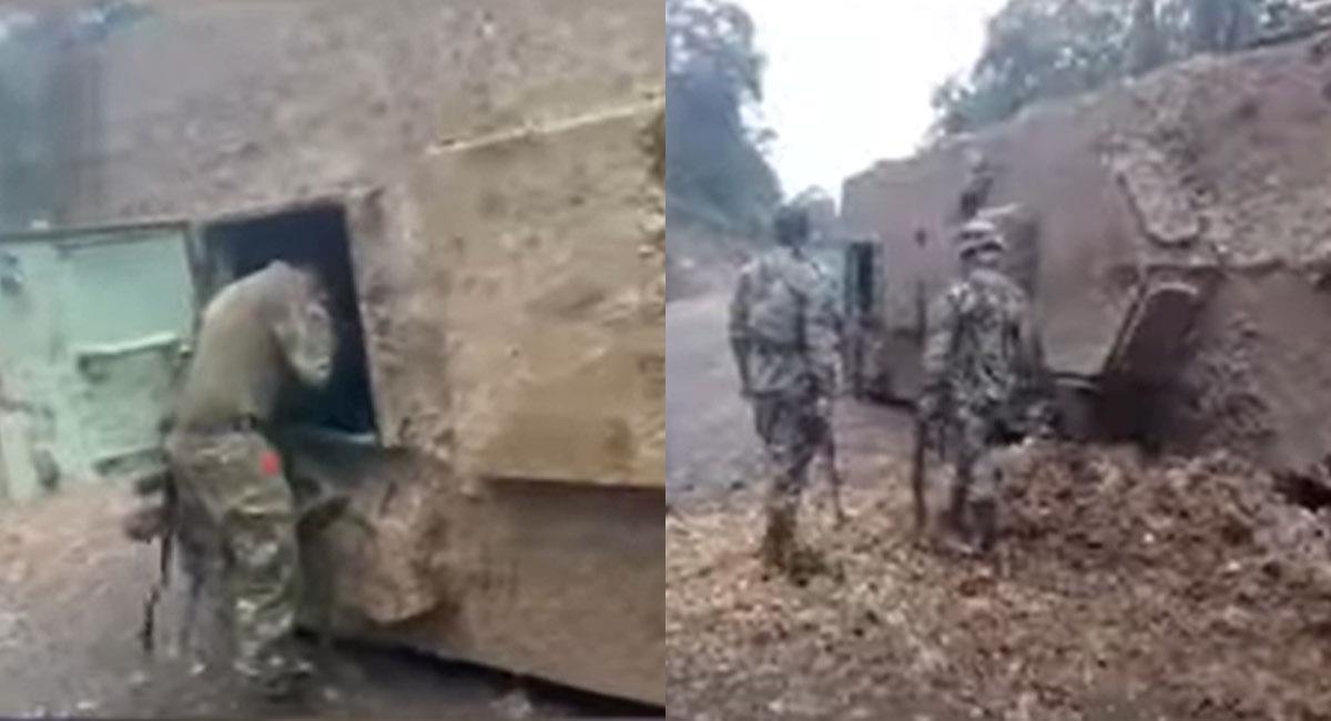 En el ataque a una tanqueta del Ejército no hubo heridos entre los militares. Foto: Youtube