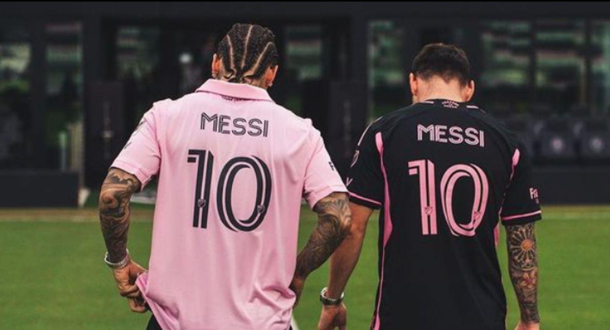 Maluma junto a Messi. Foto: Instagram @maluma
