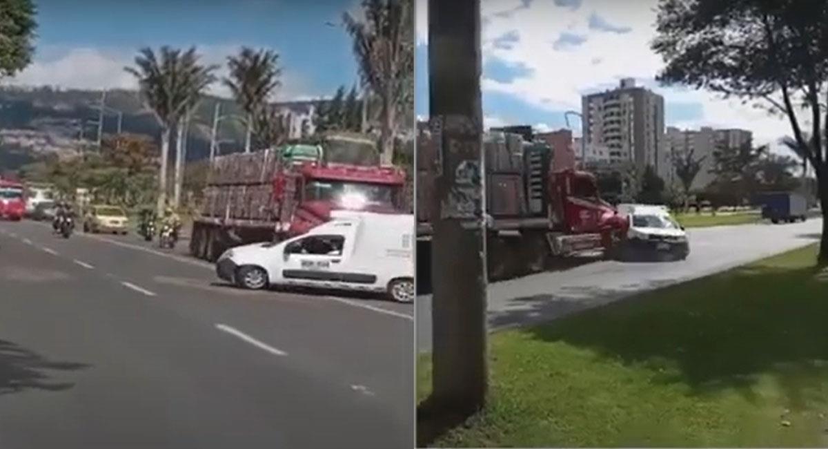 Los conductores de una tractomula y un furgón se vieron involucrados en un acto de intolerancia. Foto: Youtube