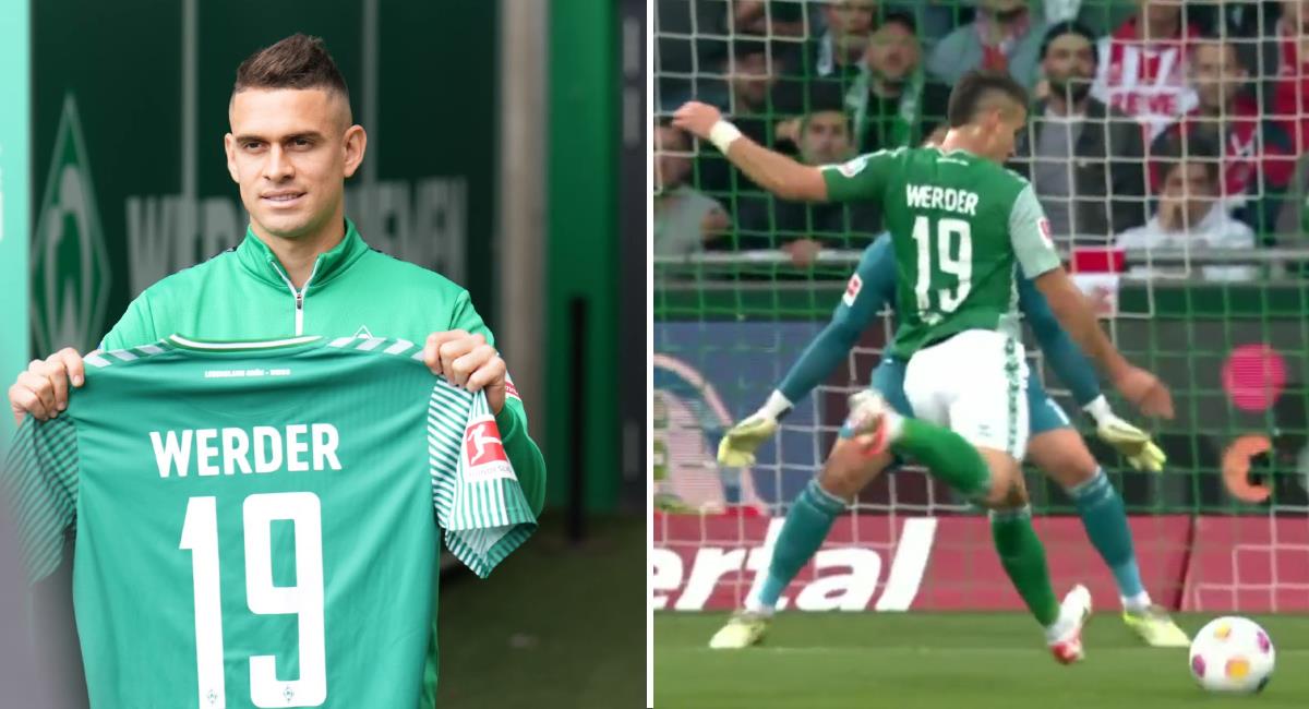 Rafael Santos Borré llegó recientemente al Bremen. Foto: Facebook Werder Bremen/Twitter: @PSierraR