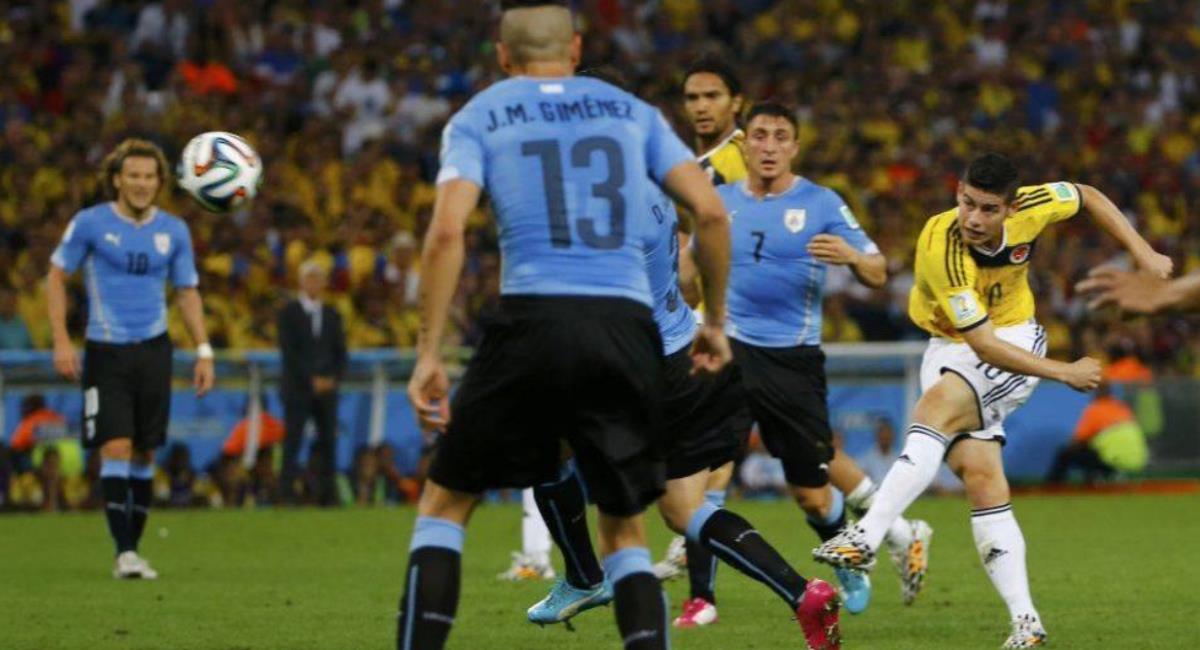 El famoso encuentro ante Uruguay, de 2014, dejó a Colombia en cuartos de final de ese mundial. Foto: Facebook James Rodrígez