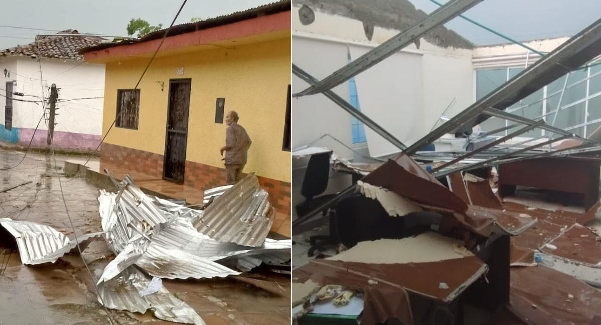 Fuerte vendaval dejó sin techo varias casas en Charalá, Santander. Foto: Twitter @OGRDSantander