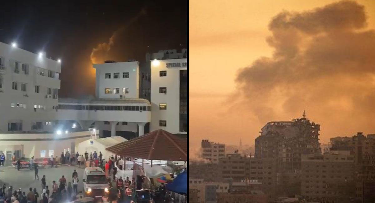 La caída de un cohete sobre un hospital en Gaza deja centenares de fallecidos. Foto: Twitter