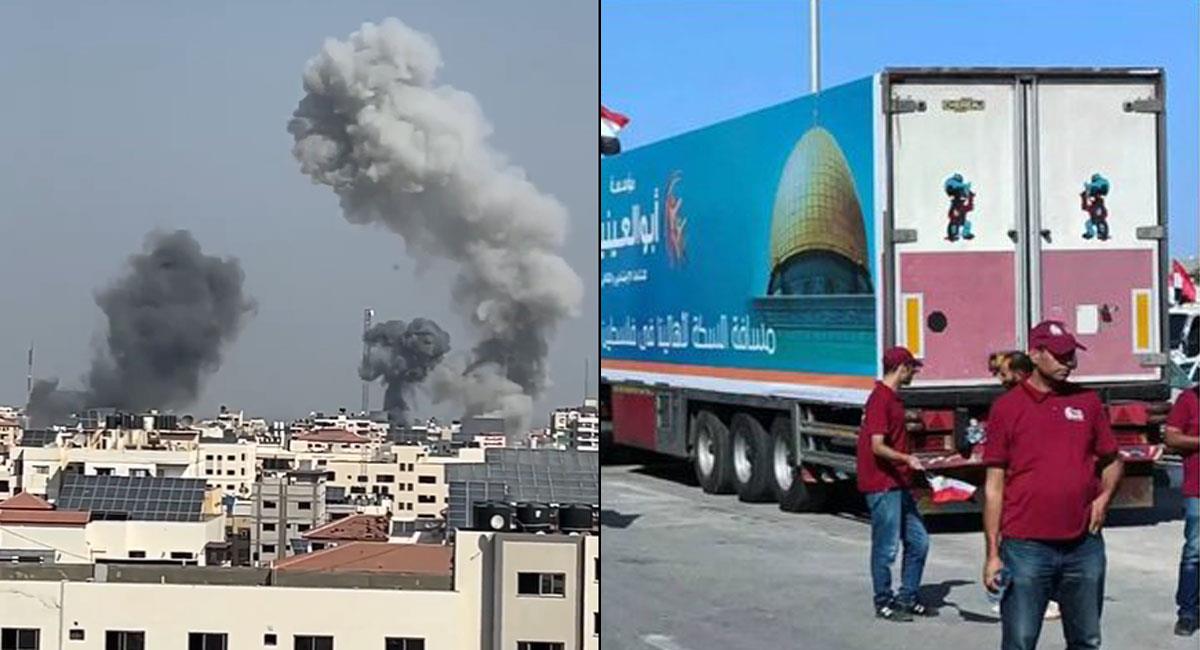 Israel continúa con bombardeos en Gaza y la ayuda humanitaria se encuentra en Egipto. Foto: Twitter