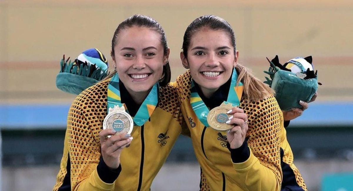 Lina Rojas y Lina Marcela Hernández, campeonas panamericanas en la prueba de Madison. Foto: Federación Colombiana de Ciclismo 