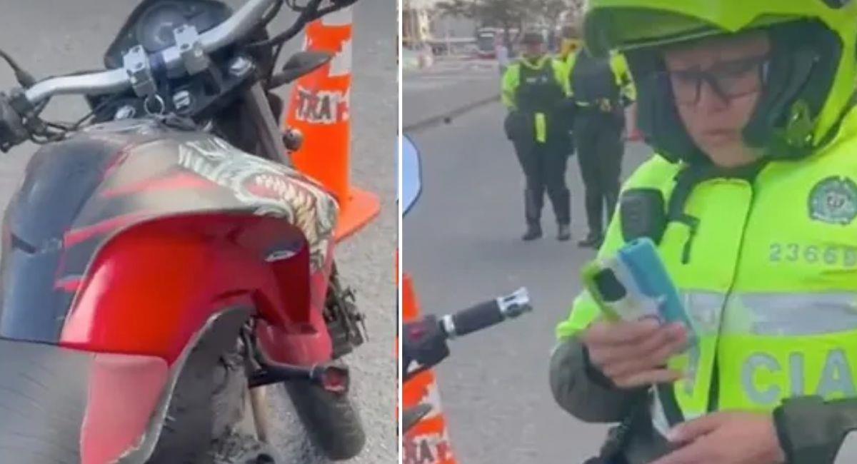 Patrullera vuelve a inmovilizar una motocicleta por sus calcomanías. Foto: Twitter