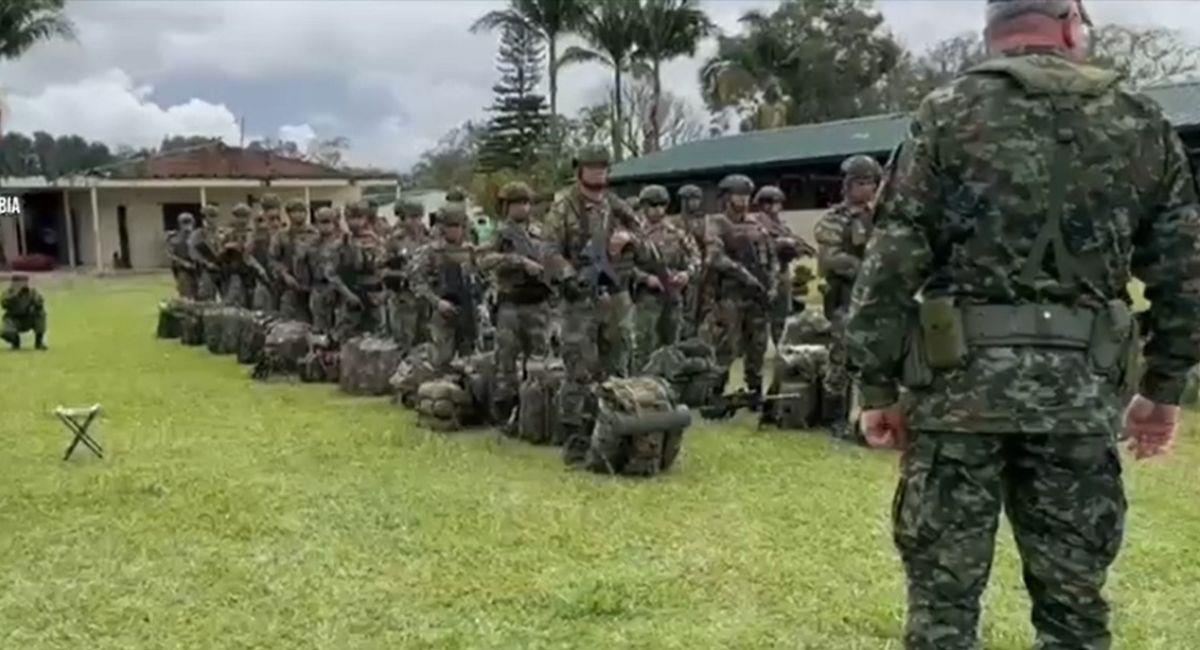 120 soldados fueron desplegados por el municipio de Argelia (Cauca) para garantizar la seguridad en la jornada electoral. Foto: Captura de video (Fuerzas Militares)