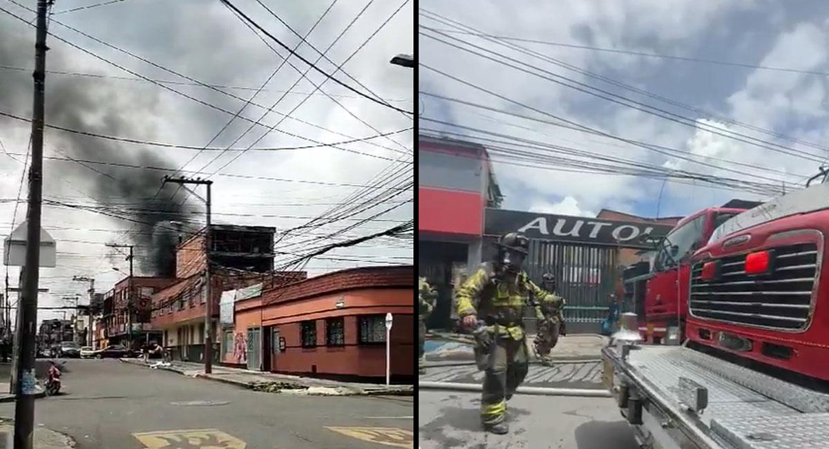 Un incendio preocupó a los bomberos en la mañana del lunes en Bogotá. Foto: Twitter