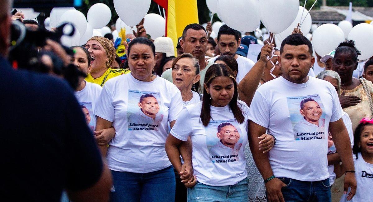 Marcha para pedir la liberación del padre de Luis Díaz. Foto: EFE
