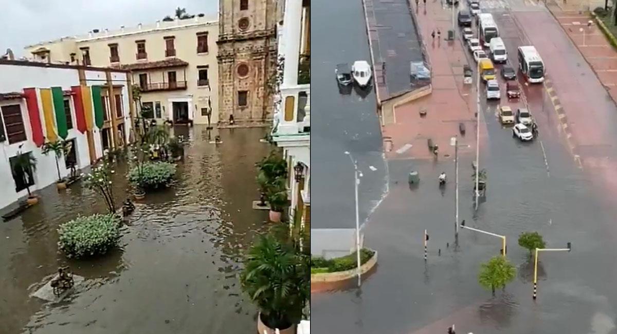 Sectores de Cartagena están bajo el agua de las fuertes lluvias. Foto: Twitter