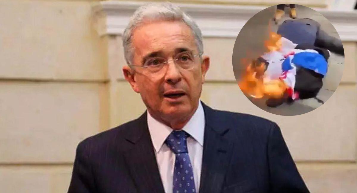 Uribe rechazó quema de muñeco con imagen de Gustavo Petro. Foto: Twitter
