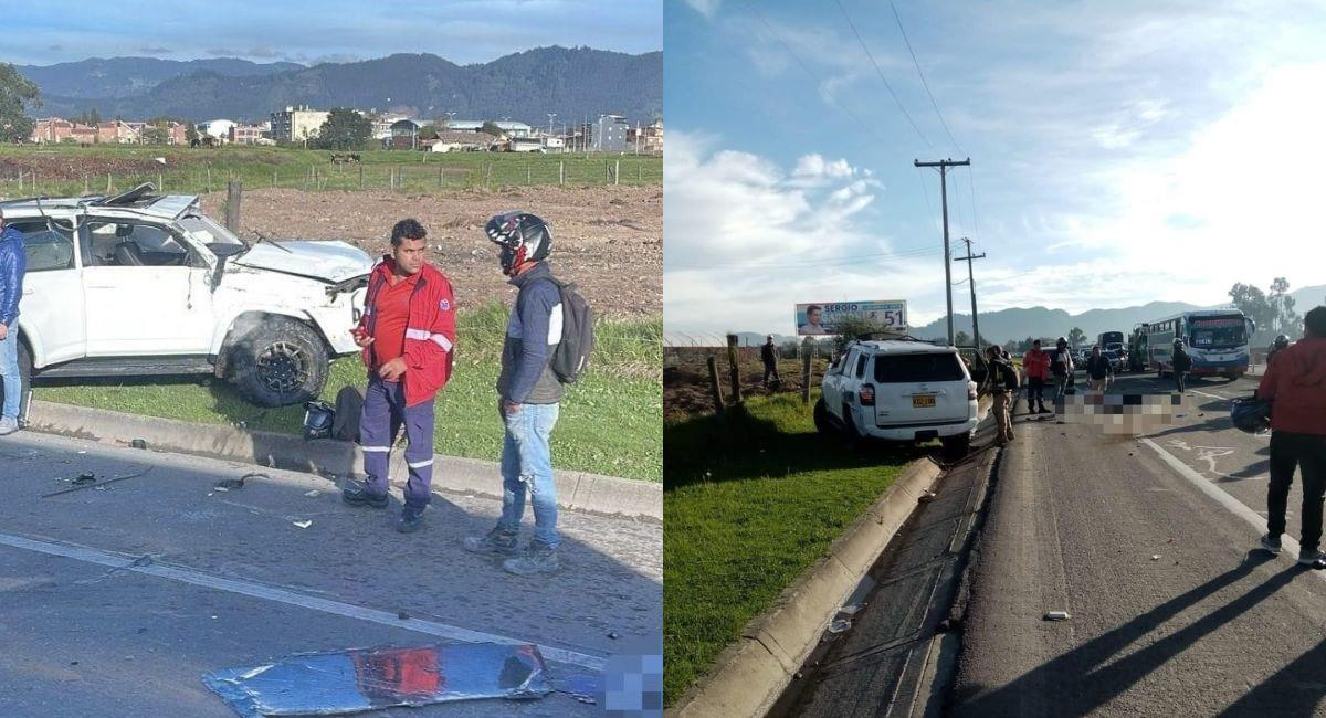 Accidente en la salida norte de Bogotá deja una víctima fatal. Foto: Twitter La Villa Noticias