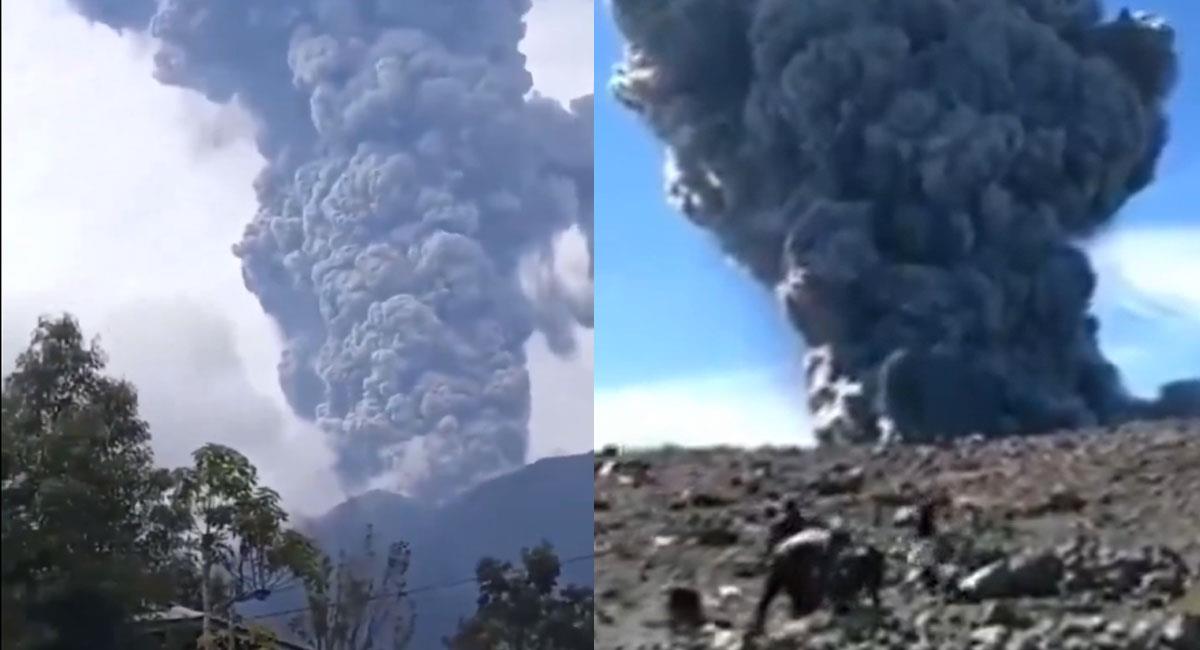 Una enorme columna de humo y ceniza se levantó con la erupción del volcán del monte Merapi en Indonesia. Foto: Youtube