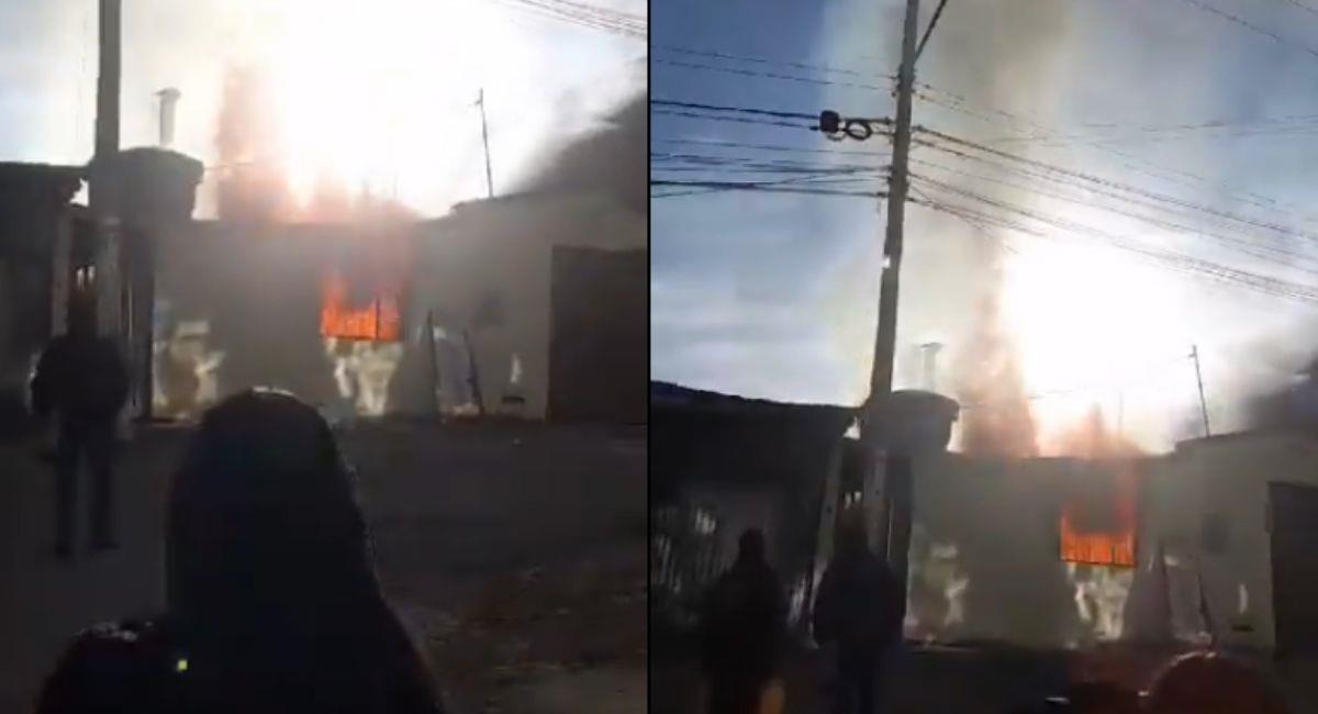 Una vivienda incinerada y destrozada dejó la explosión de un cilindro de gas en el sur de Bogotá. Foto: Twitter