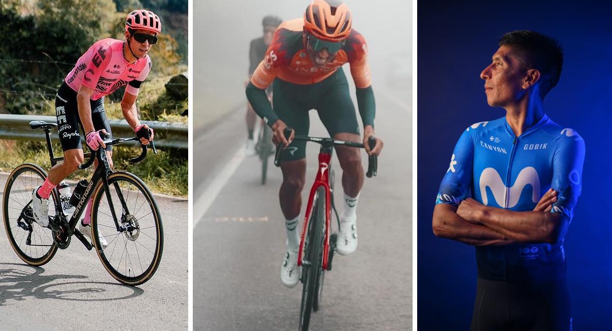 Estos son los colombianos que competirán en la categoría World Tour de ciclismo. Foto: Instagram Rigoberto Urán/Egan Bernal /Twitter: Movistar Team