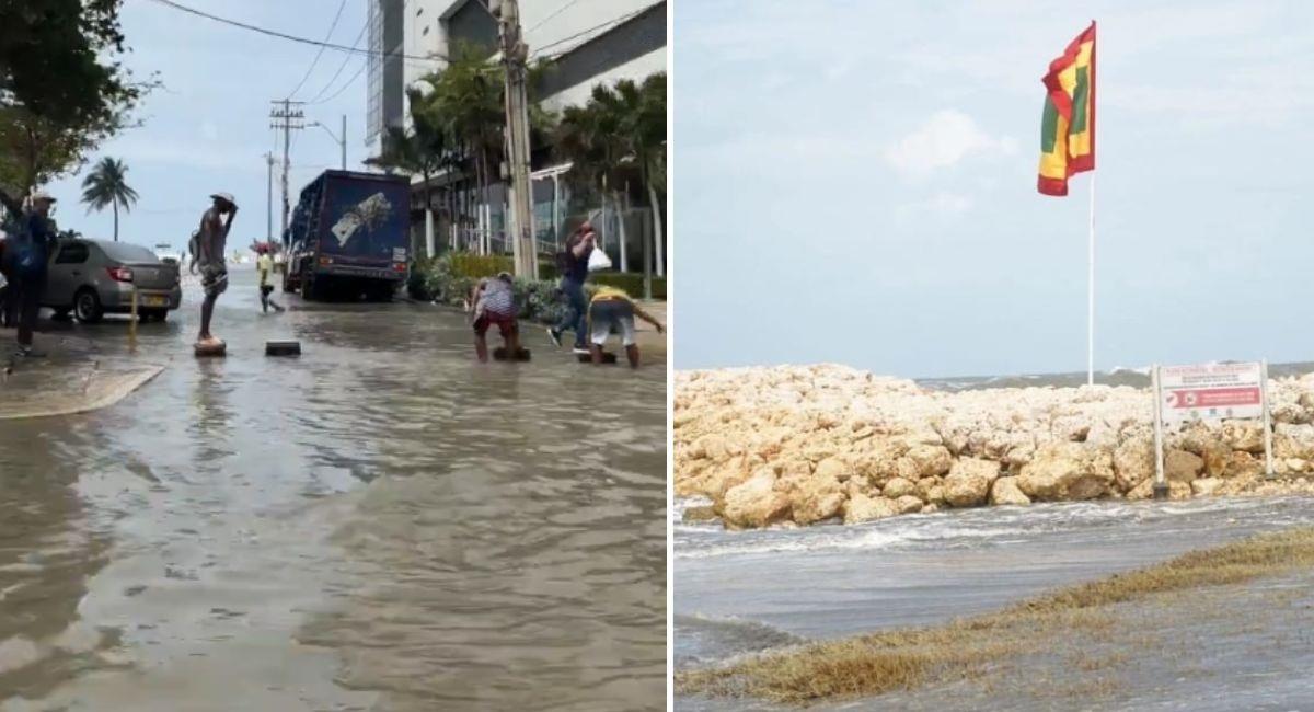 Por inundaciones en Cartagena prohíben el ingreso a todas las playas. Foto: Twitter