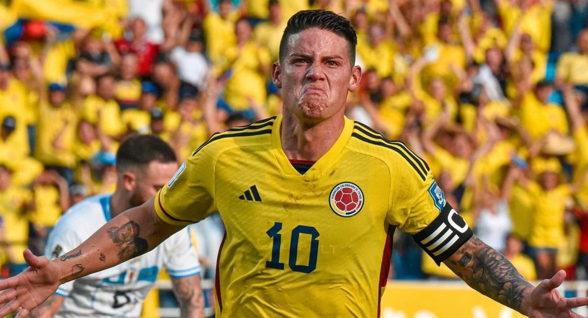 James Rodríguez celebra un gol con la camiseta de Colombia. Foto: Instagram James Rodríguez