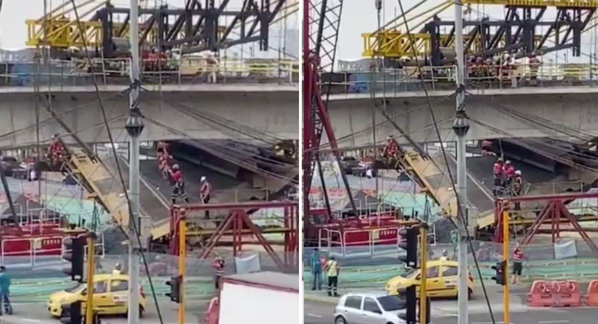 Cae estructura de puente de TransMilenio en la av. Suba. Foto: Twitter