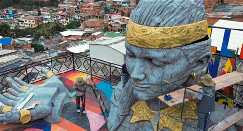 La Comuna 13 le rinde homenaje a la Pachamama con impresionante escultura 3D