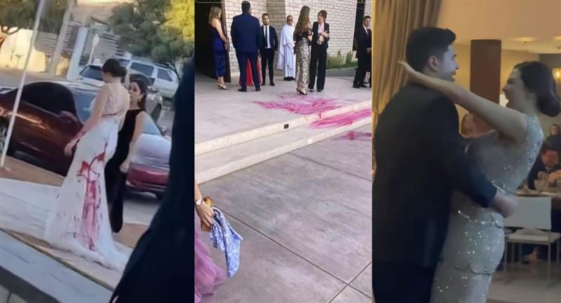 Mujer sufrió ataque con pintura roja antes de entrar a la iglesia