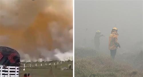 Gruesa nube de humo cubre el sur de la ciudad por incendio forestal en Bosa