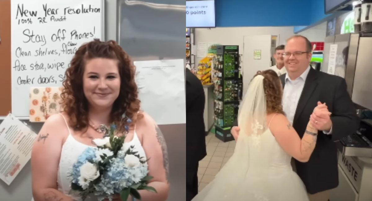 Pareja decidió casarse en el baño de una gasolinera, su historia se hizo viral. Foto: Youtube