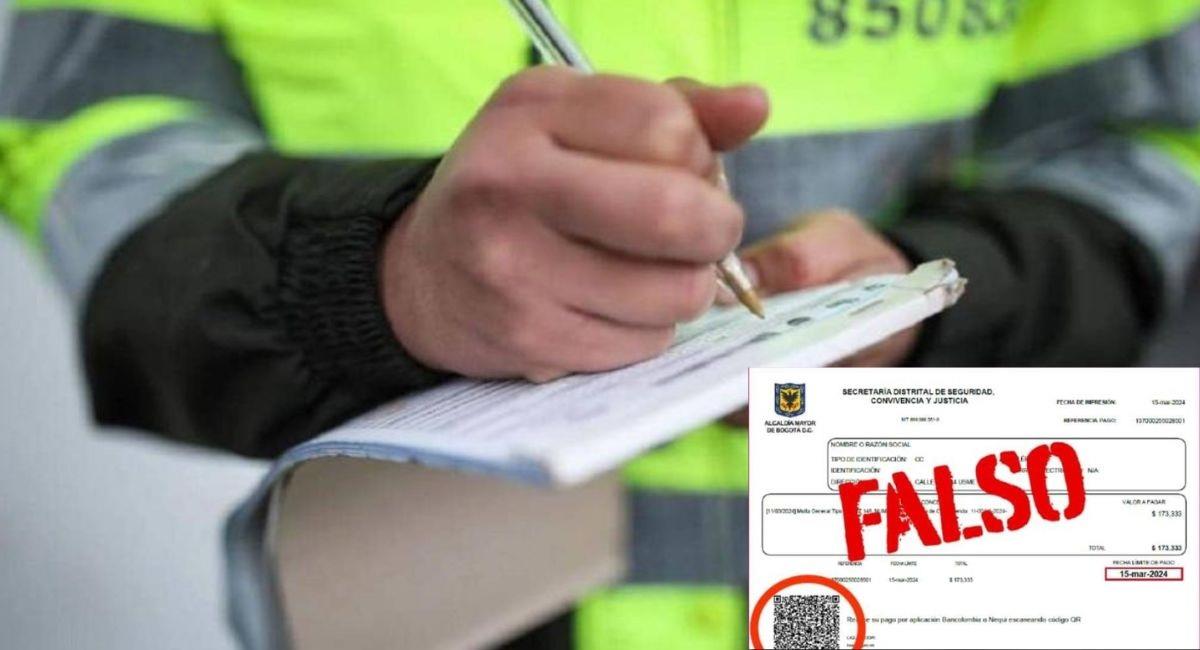 Alertan nueva modalidad de robo con comparendos falsos en Bogotá. Foto: Twitter