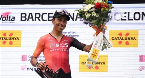 Egan Bernal tras alcanzar el podio en la Vuelta a Cataluña 