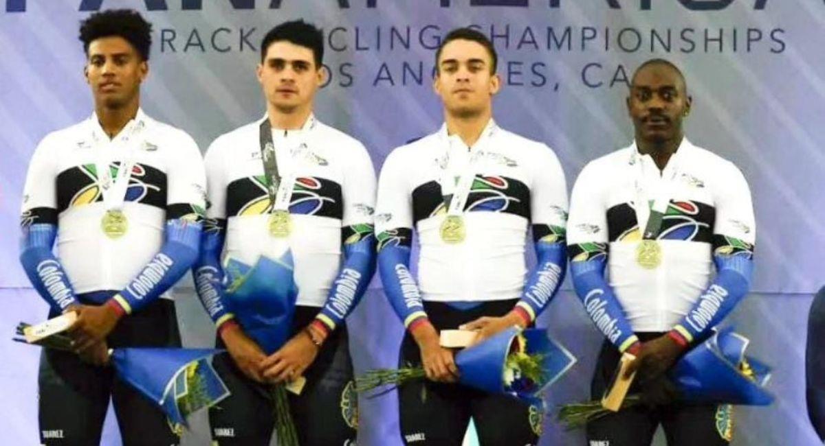 Kevin Santiago Quintero, Santiago Ramírez y Rubén Murillo y Cristian Ortega. Foto: Instagram Federación colombiana de ciclismo