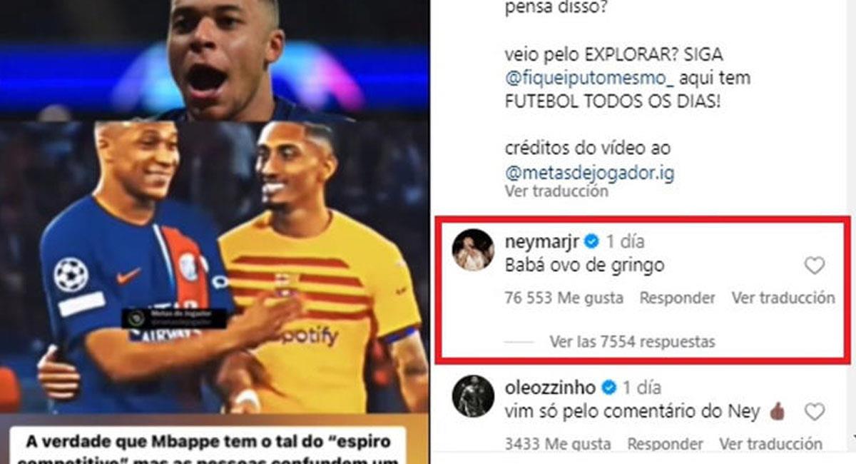 Neymar lanza fuerte insulto tras elogio a Mbappé  